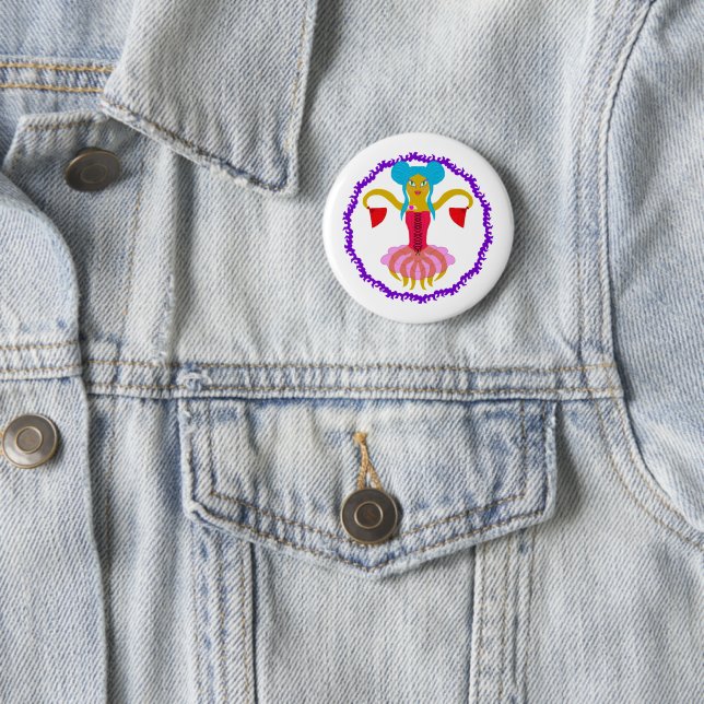 Octopus  6 cm round badge (In Situ)