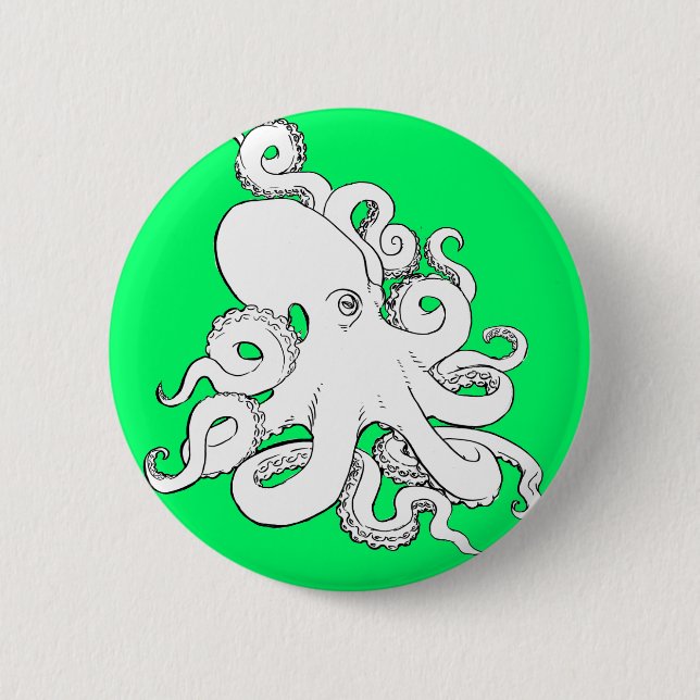 Octopus 6 Cm Round Badge (Front)