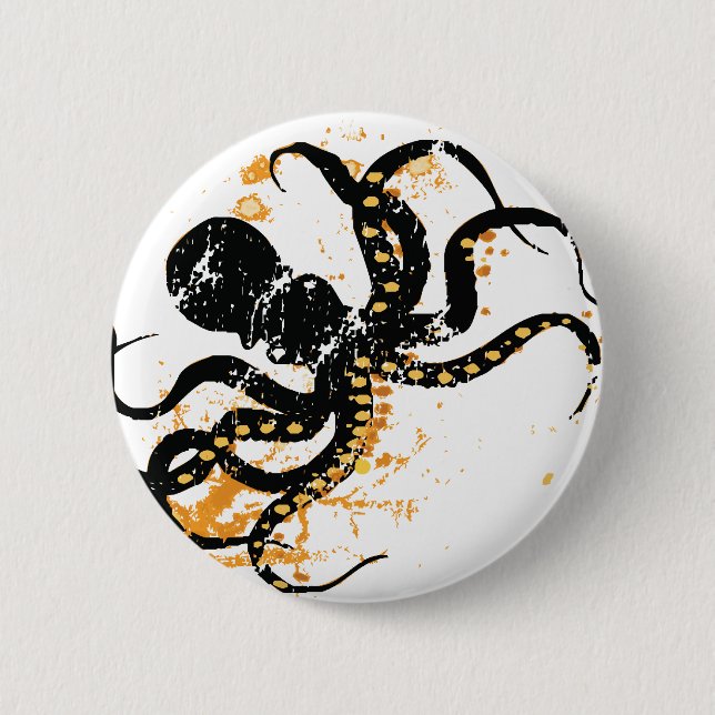 Octopus 6 Cm Round Badge (Front)