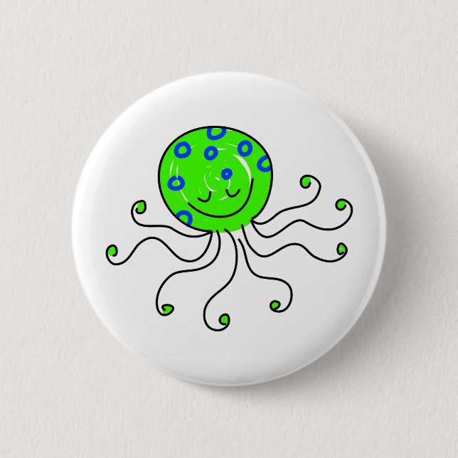 octopus 6 cm round badge (Front)