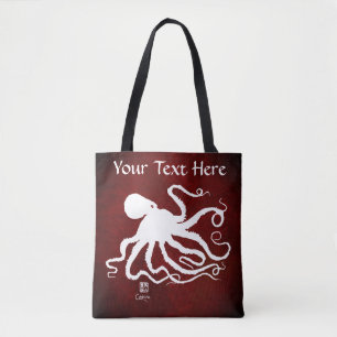 Octopus 6 on Red - Medium Tote Bag