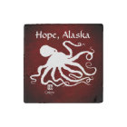 Octopus 6 White On Red, Hope - Marble Magnet