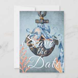 Octopus and Anchor Nautical Beach Wedding Save The Date