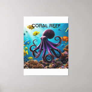Octopus and Coral Reef Harmony" Canvas Print
