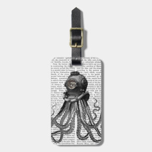 Octopus and Diving Helmet Luggage Tag