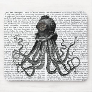 Octopus and Diving Helmet Mouse Mat