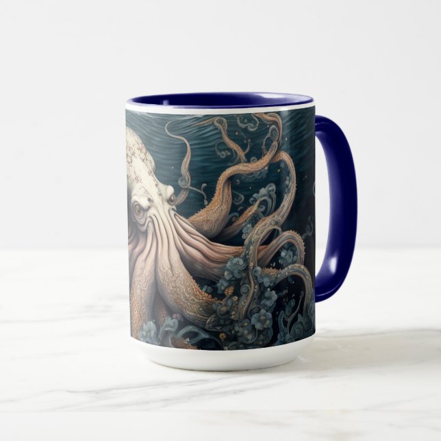 Octopus and Flowers Mug (Front Right)