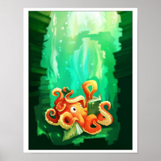 Octopus and His Books Poster