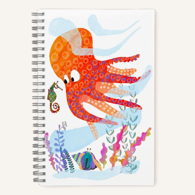 Octopus and Ocean Friends Spiral Notebook (Front)