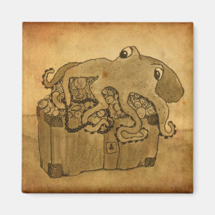 Octopus and Treasure Chest Magnet
