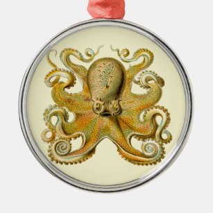 Octopus antique illustration sea monster metal tree decoration
