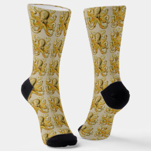 Octopus antique illustration sea monster socks
