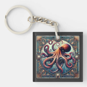 Octopus Art Deco Key Ring