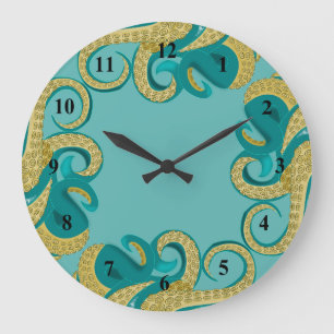 Octopus Art Large Clock