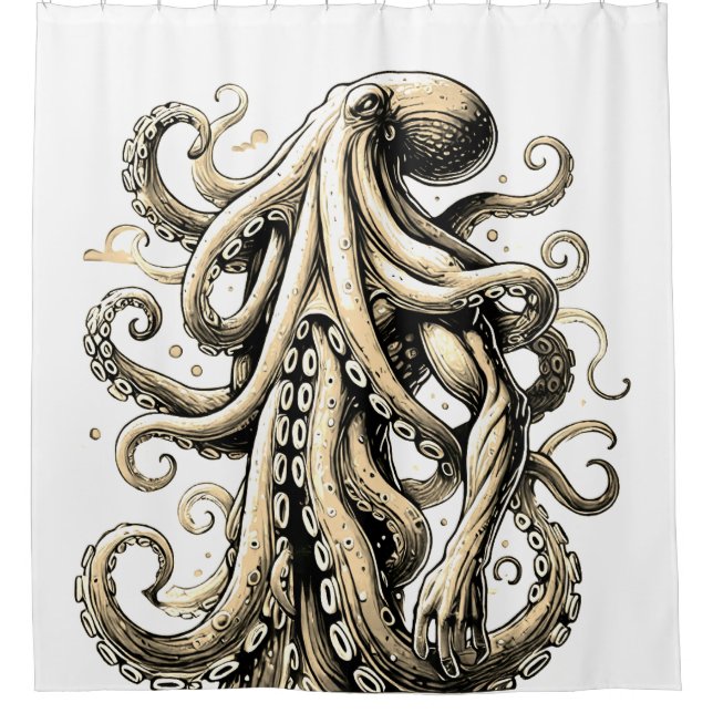 Octopus Art Shower Curtain (Front)