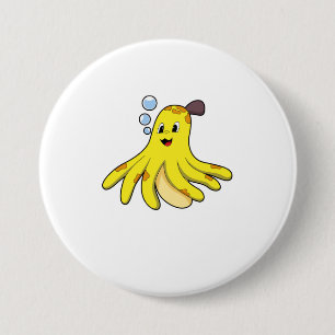 Octopus as Banana 7.5 Cm Round Badge