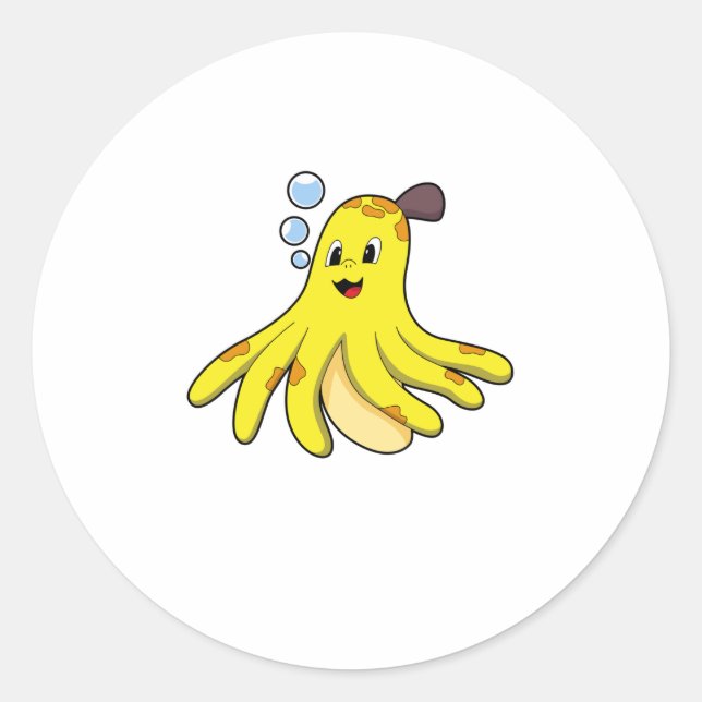 Octopus as Banana Classic Round Sticker (Front)