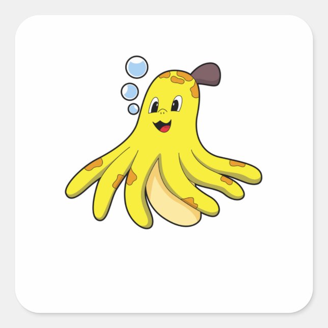 Octopus as Banana Square Sticker (Front)