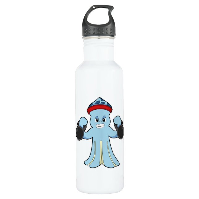 Octopus as Bodybuilder with Dumbbells 710 Ml Water Bottle (Front)