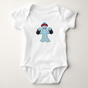 Octopus as Bodybuilder with Dumbbells Baby Bodysuit