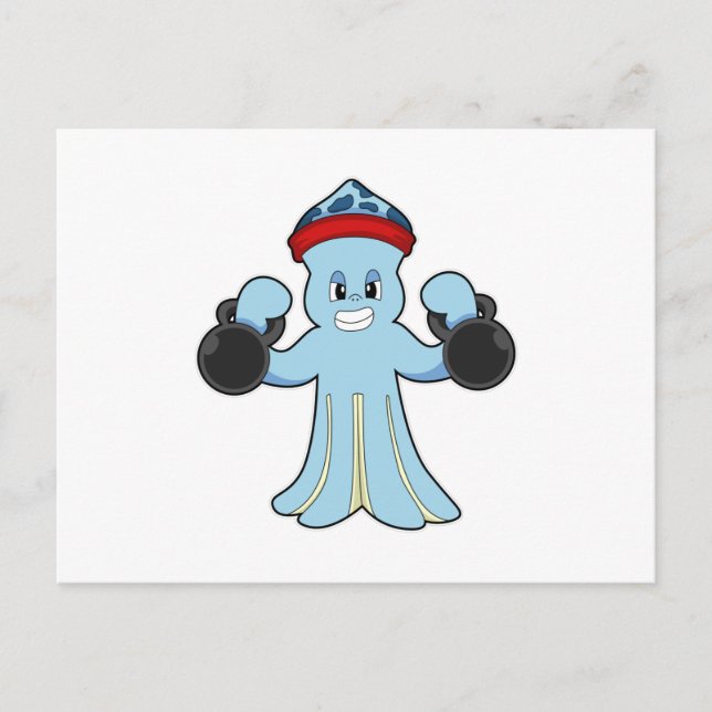 Octopus as Bodybuilder with Dumbbells Postcard (Front)