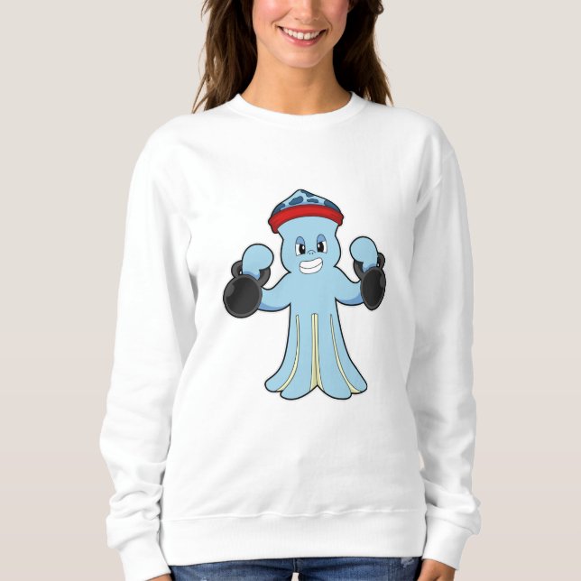 Octopus as Bodybuilder with Dumbbells Sweatshirt (Front)