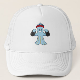 Octopus as Bodybuilder with Dumbbells Trucker Hat