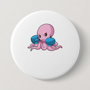 Octopus as Boxer with Boxing gloves 7.5 Cm Round Badge