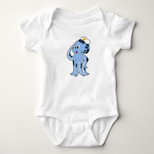 Octopus as Captain with Cap Baby Bodysuit (Front)