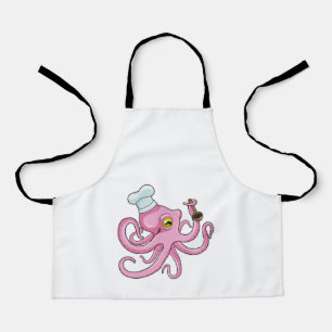 Octopus as Cook with Wooden spoon Apron