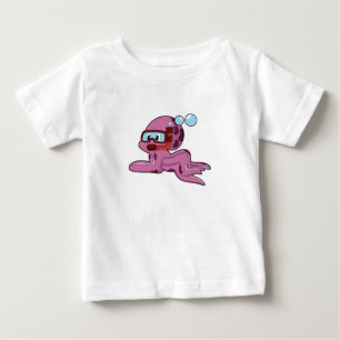 Octopus as Diver with Snorkel Baby T-Shirt