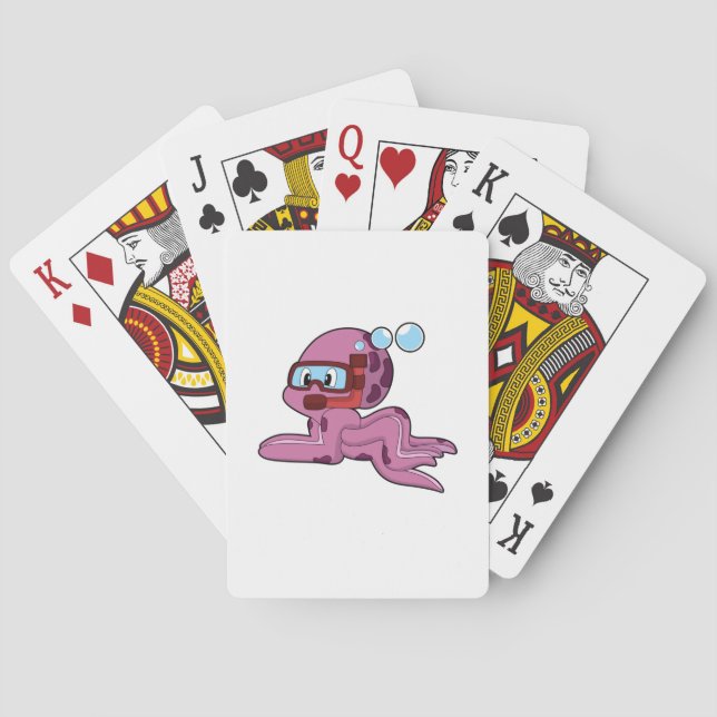 Octopus as Diver with Snorkel Playing Cards (Back)