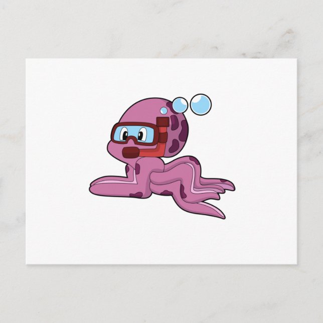 Octopus as Diver with Snorkel Postcard (Front)