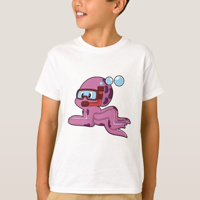 Octopus as Diver with Snorkel T-Shirt (Front)