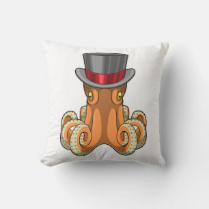 Octopus as Gentleman with Top hat Cushion