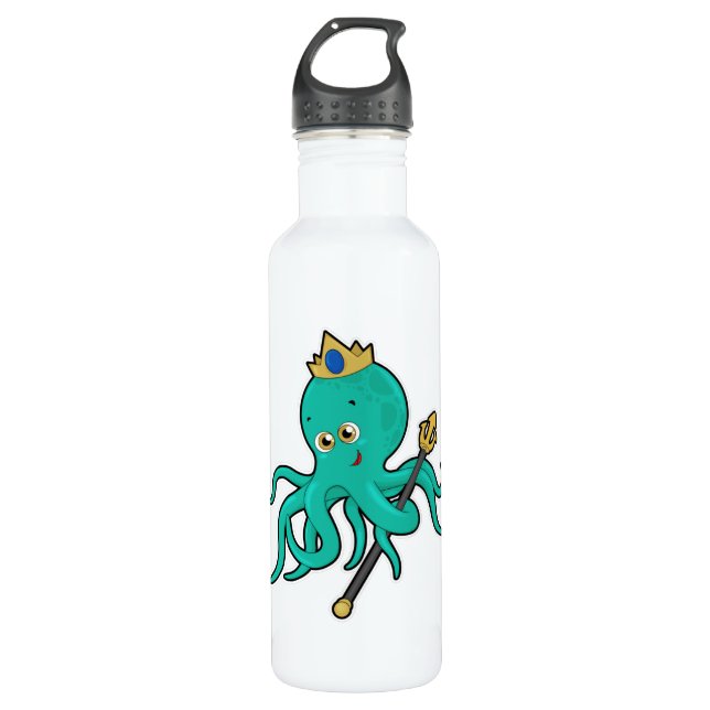Octopus as King with Trident 710 Ml Water Bottle (Front)