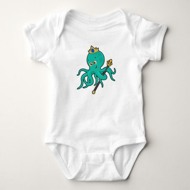 Octopus as King with Trident Baby Bodysuit (Front)