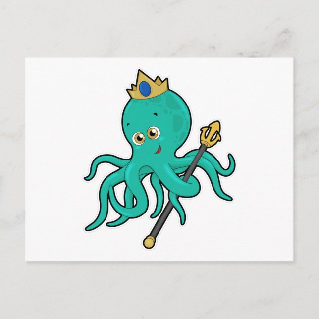 Octopus as King with Trident Postcard (Front)