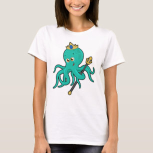 Octopus as King with Trident T-Shirt
