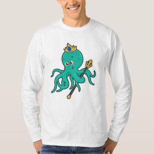 Octopus as King with Trident T-Shirt