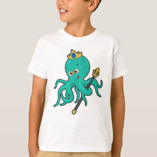 Octopus as King with Trident T-Shirt
