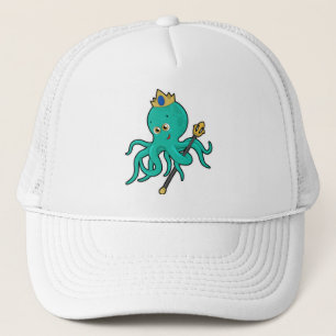 Octopus as King with Trident Trucker Hat