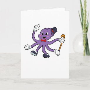 Octopus as Magician with Hat Card