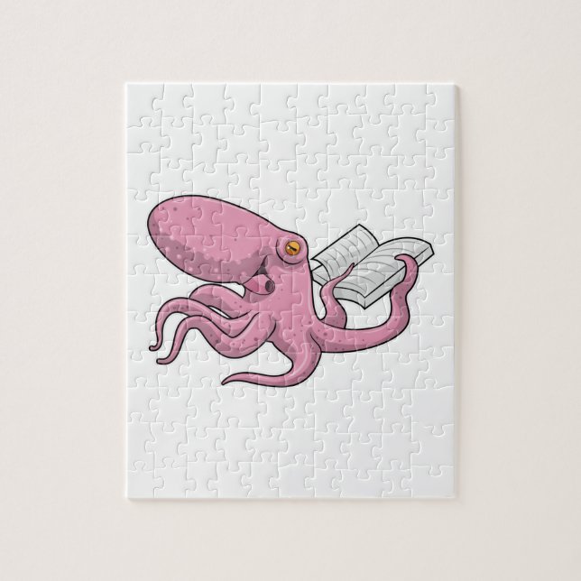 Octopus as Nerd witth Book Jigsaw Puzzle (Vertical)