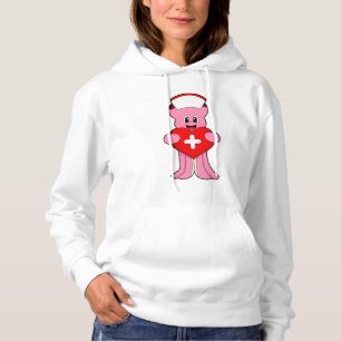 Octopus as Nurse with Heart Hoodie