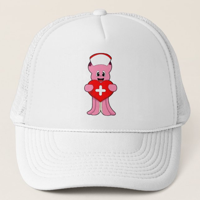 Octopus as Nurse with Heart Trucker Hat (Front)