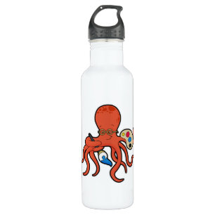 Octopus as Painter with Paint & Brush 710 Ml Water Bottle