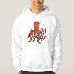 Octopus as Painter with Paint & Brush Hoodie