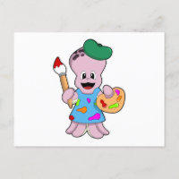 Octopus as Painter with Paint brush
