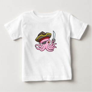 Octopus as Pirate with Saber & Eye patch Baby T-Shirt